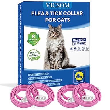 Collare Antiparassitario per Gatti, Collare Antipulci Gatto, Collari Antiparassitari per Gatti, 8 Mesi di Protezione Naturale Collare Gatto Antiparassitario Regolabile Impermeabile 18.8In Rosa 4Pcs