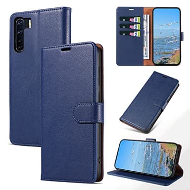 KKEIKO Cover per Oppo A91, Antiurto Custodia in PU Pelle con Slot per Porta Carte, Magnetico Protettiva Cover per Oppo A91, Blu