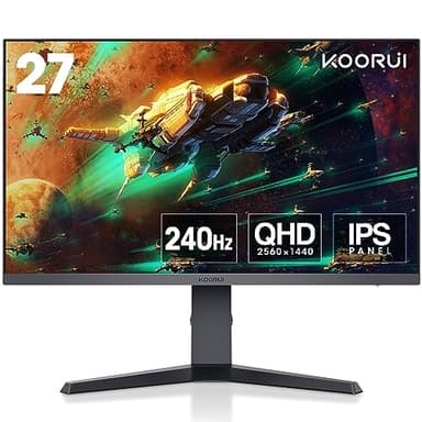 KOORUI Gaming Monitor 27 Pollici - Schermo WQHD PC, 240Hz, 1ms, Adaptive Sync, Gsync Compatibilità (2560x1440, HDMI, DisplayPort, HDR 400), Nero