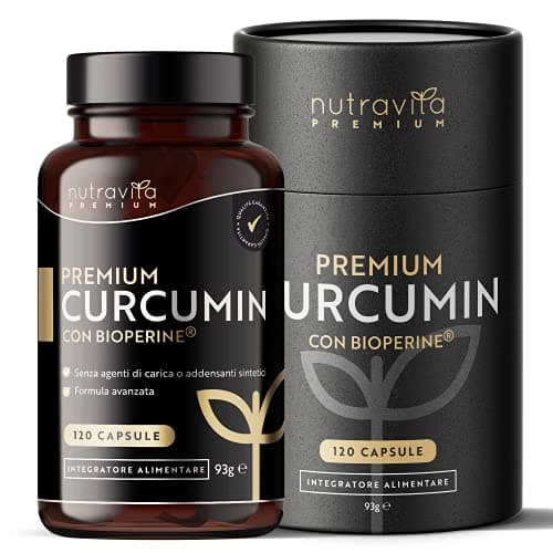 Premium Curcumina 95 con Bioperine® - 120 Capsule ad Alto Dosaggio (Fornitura per 4 Mesi) - più di alta qualità Curcuma Curcumina e Bioperine® (pepe nero estratto) - Prodotto da Nutravita