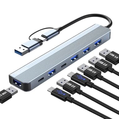Hub USB C 3.0, Adattatore Multiporta Hub USB 3.0 7 in 1 con USB 3.0, USB 2.0, Splitter USB, Hub Usb Tipo C per Macbook Air/Pro, Galaxy, Ipad, Windows, Laptop, Desktop, PS4/PS5