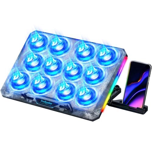 Trullypine Basi di Raffreddamento per PC Portatili RGB, Ventola PC Portatile 5 Altezze Regolabili, 12 Ventole Silenziose, 2 porte USB, Raffreddamento Rapido, per 12-17,3 pollici (Ingranaggio)