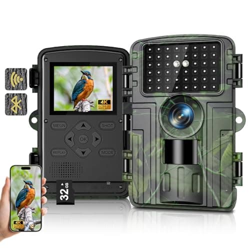 Fototrappola WiFi 4K 60MP con App, fototrappola Notturna con IR Visione 120° Ultra Grandangolo, Sensore di Movimento 0,1s Tempo di Attivazione, foto trappola per videosorveglianza con Antipolvere IP66