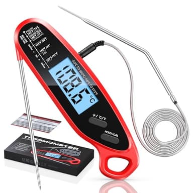 Babacom Termometro Cucina, Termometri per Barbecue a Lettura Istantanea con Doppie Sonde, Ampio Schermo Retroilluminato & Calibrazione, Termometro Carne con Magnete per Forno, Alimenti, Latte, Acqua