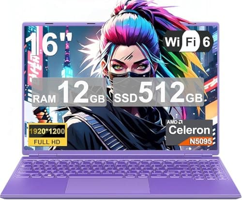 PC Portatile 16 Pollici Computer Portatile Win11 12GB 512GB 1TB SSD Espansione N5095 fino a 2.9Ghz, Notebook Laptop Ventola di Raffreddamento 5GWIFI 2K FHD Mini HDMl Membrana Tastiera Italiana-Viola