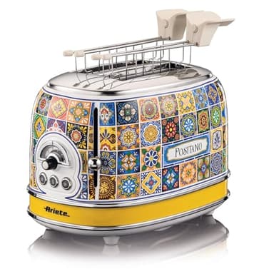 Ariete 155 Tostapane Positano, 810W, 2 fette, 6 livelli di doratura, Vassoio raccogli briciole, Funzione defrost, Espulsione automatica