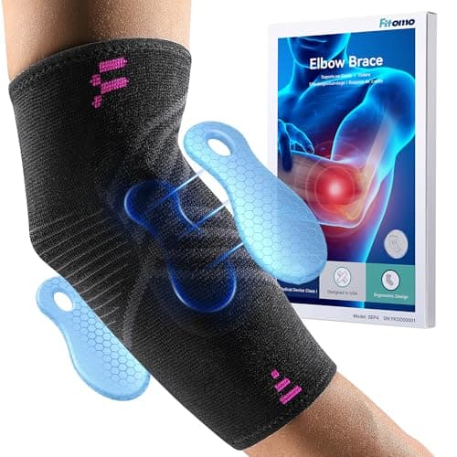 Fitomo Tutore Epicondilite Gomito, Gomitiera per Epicondilite del Tennista e Golfista con 2 Cuscinetti di Compressione, per Alleviare il Dolore della Tendinite -1 Unità
