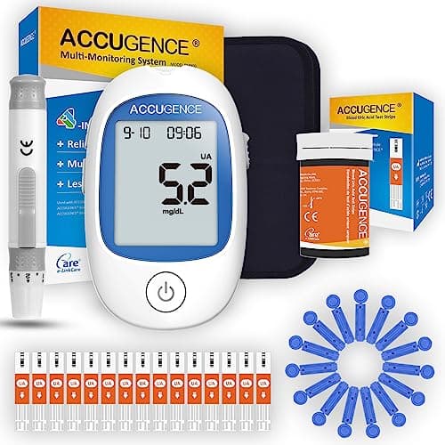 ACCUGENCE Misuratore di acido urico con 25 strisce reattive per acido urico, misuratore di acido urico multifunzione 3 in 1 Test dell'acido urico