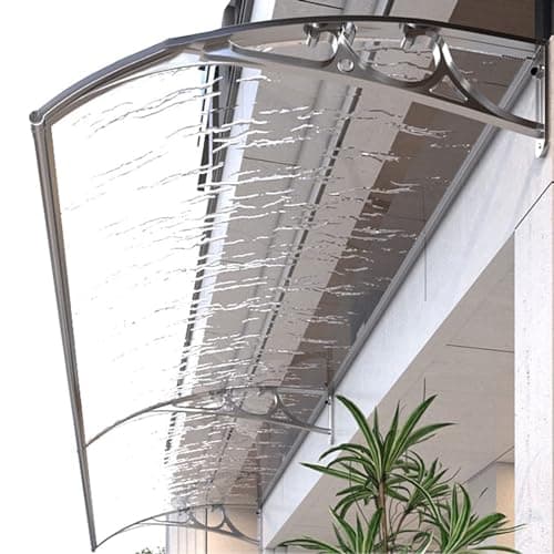 Usknxiu Pensilina in Vetro per Porta d'ingressoTendalino per Porta Finestra Pannello in policarbonato con Staffa Grigio Argento Alluminio Tettoia per Porta da Esterno,60 * 160CM