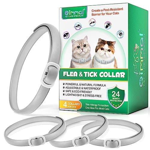 4 Pezzi Collare Antiparassitario per Gatti, Collare antipulci con zecche per gatti, Impermeabile Collare Antipulci e Zecche per Gatti, protezione efficace 24 mesi (A)