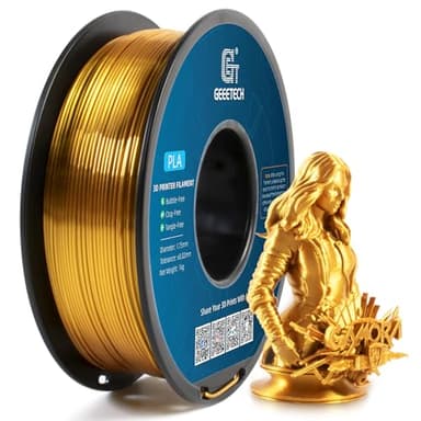 GEEETECH filamento PLA 1.75 mm Silk Gold, Filamento Stampante 3D PLA 1kg Spool, PLA Silk Gold