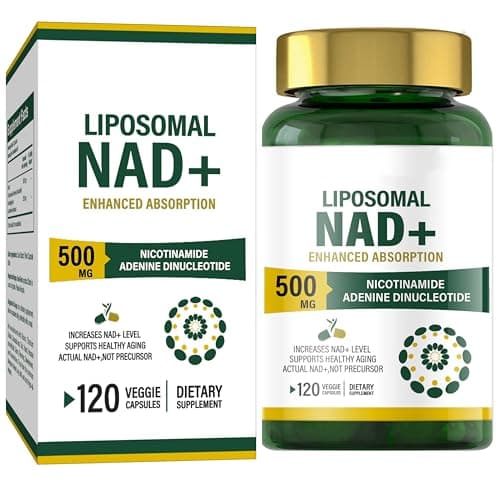 120 Capsules NAD Integratore, Puro NAD+ Liposomiale Nicotinamide Riboside, Anti-Aging Clinico + Rigenerazione Cellulare Resveratrolo 500mg