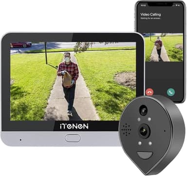 iTenen Spioncino Digitale WiFi 3.0MP 32G Card Inclusa, batteria in polvere per la macchina fotografica della porta dell'appartamento, installazione facile, chiamata al telefono cellulare(ED-300P)