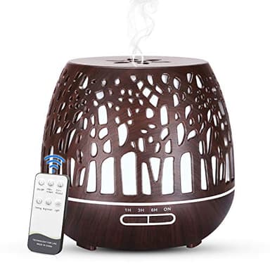 Simpeak Diffusore di Oli Essenziali 400 ml, Umidificatore Diffusore di Aromi con Luce LED per Casa e Ufficio, Camera da Letto- - Legno Scuro