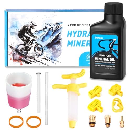 cyctravel Kit Spurgo Freni per Freni Idraulici SHIMANO. Kit Spurgo Freni per Mountain Bike Include Liquido Freni a Olio Minerale da 150 ml e Istruzioni Passo Passo.