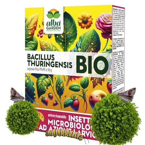 Albagarden - Insetticida Piante Biologico Azione Larvicida - 50 GR Bacillus Thuringiensis Kurstaki - Contro PIRALIDE DEL BOSSO le Larve di Parassiti - Polvere Bagnabile