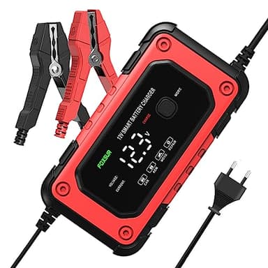 Caricabatterie Auto e Moto 12V 6A, Automatico Caricabatterie e Mantenitore Intelligente Carica Batteria Portatile con Schermo LCD per Auto Moto Camion e AGM Gel Batterie