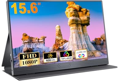 CUIUIC Monitor Portatile, 15.6'' IPS FHD 1920x1080 con HDR, Sottile e Leggero, USB-C Tipo C HDMI Display con Altoparlanti, Compatibile con PC Laptop Xbox PS4/5 MacBook