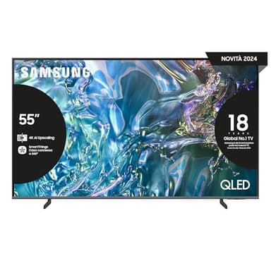 Samsung TV QE55Q64DAUXZT QLED 4K, Smart TV 55" Quantum processor Lite 4K, AirSlim, DVBT-2, Q-Symphony & OTS Lite, Integrato con Alexa e Bixby, compatibile con Google Assistant, Titan Gray 2024