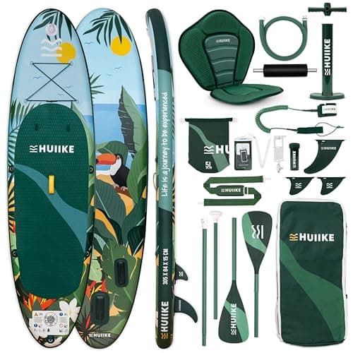Tavola Sup Gonfiabile Adulti con Accessori Premium - HUIIKE | Stand Up Paddle Board Gonfiabile con Pagaia a Doppio Uso e Sedile Kayak | Tavola da Sup con Grande Stabilità | Tavole Gonfiabili 2 Posti