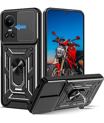 Cover per Oppo Reno 10 5G / Reno 10 Pro 5G, Slide Protezione Fotocamera, Armatura Cover con 360 Gradi Girevole Anello Metallo Magnetica Supporto Silicone Antiurto Custodia per Oppo Reno 10/10 Pro
