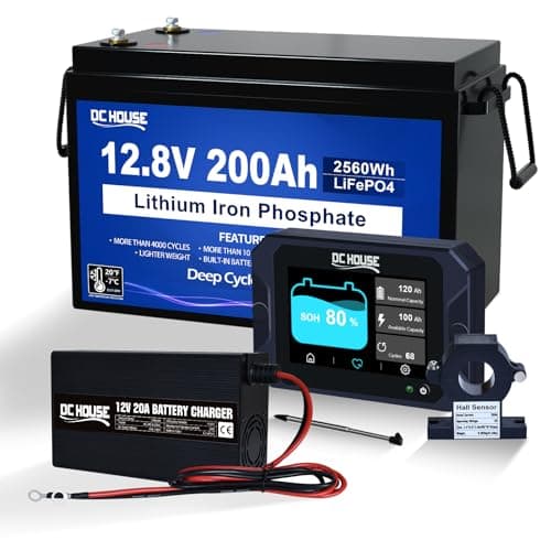 Batteria LiFePO4 da 12V, 200Ah, con batteria da 20A, monitor da 300A, 12V/24V/36V/48V, camper, impianti solari, roulotte, applicazioni indipendenti dalla rete