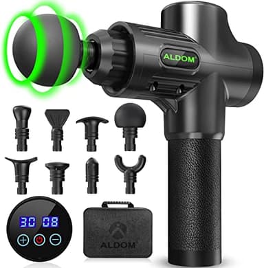 Pistola Massaggio Muscolare, ALDOM Pistola Massaggiante Muscolo Profondo Tessuto 30 Velocità 4800RPM con 8 Testine Pistola Massaggiatore a Percussione Massage Gun per Muscoli Ricarica con Tipo-C