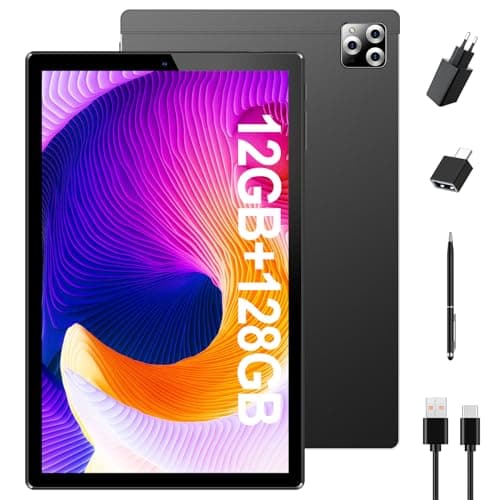 SIMPLORI Tablet 10 Pollici, Tablet Android 13, Octa Core, 12GB RAM+128GB ROM/TF 1TB, Tablet in Offerta, Bluetooth 5.0, 6000mAh, 1280 * 800IPS, 13MP+5MP, 4G LTE Tablet, Tablet con capacità SIM（Nero）