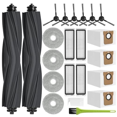 RUKHOOL Ricambi per Dreame L20 Ultra Complete Accessori L20 Ultra Ricambio Kit 4 Sacchetti di Polvere 4 Panni Mop 2 Spazzola Principale 4 Filtri Antipolvere 4 Laterali
