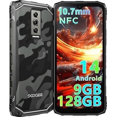 DOOGEE Blade 10 Rugged Smartphone, 9GB+128GB/2TB Telefono Indistruttibile Android 14, 6.56” HD+ 90Hz IPS, 10.7mm Ultra-thin, Octa Core, 16MP+8MP, NFC/Widevine L1/IP68/IP69K/GPS/Face ID-2024