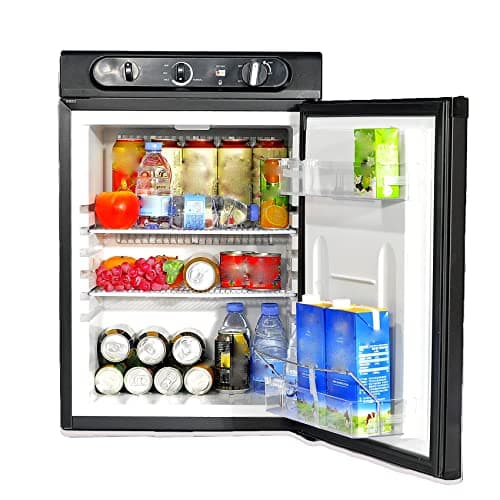 Smad Frigorifero Trivalente Camper, Frigo 12V/220V/Gas, Silenzioso, 60L, per Campeggio, Caravan, Casa Mobile, Nero