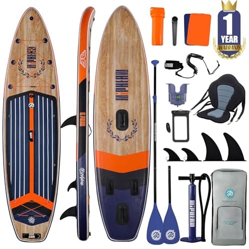 Niphean (Extra Grande) Tavola SUP Gonfiabile per 2+1 Persone/Famiglia, Stand Up Paddle Board con (Facile per Principianti) Ala Bilanciata, Custodia Impermeabile, SUP Gonfiabile Adulti, Idee Regalo
