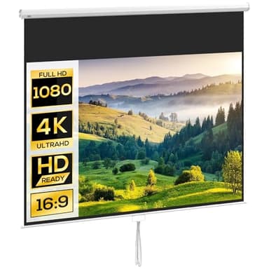 HOMCOM schermo di proiezione da 120 pollici, schermo per videoproiettore, per home cinema, 16:9 4K HD, montaggio a parete o a soffitto, 283 x 8 x 192 cm, bianco