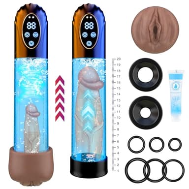 Pompa Pene Sex Toys per Uomo-Masturbatore Elettrico Ingranditore del Pene per Uomini,Masturbatore Maschile Realistico Sextoy con 6 Modalità di Aspirazione & Anelli fallici Giocattoli Sessuali Maschili