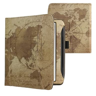 kwmobile Flip Cover Protettiva Compatibile con Pocketbook Era/Era Color - Copertina AntiGraffio per eReader con Portacarte e Fascia Prensile in Pelle PU