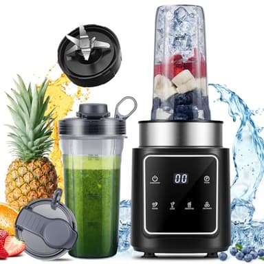 SHARDOR Frullatore, 4 Programmi E Funzione Pulse, 1500w, Lame Professionali Per Tritare Il Ghiaccio, 2 * Bottiglie Per Acqua Sportiva Da 900ml