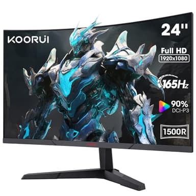 KOORUI Monitor Gaming 24 Pollici,1920×1080 (FHD), Monitor Curvo 180Hz, IPS, 1ms Tempo di risposta, Pannello ultra Sottile, Inclinazione Regolabile, Supporta HDMI2.0/DP1.2