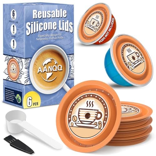 AANQQ Coperchi riutilizzabili per cialde Nespresso Vertuo, 6 tappi in silicone per uso alimentare, per capsule Vertuo riutilizzabili di qualsiasi dimensione (6 coperchi Vertuo in silicone)
