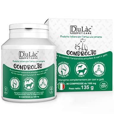 Dulàc - Condrolac 90 Compresse, Integratore per Articolazioni di Cani e Gatti, Ricche di Condroprotettori (Glucosamina 37% + Condroitina 14,8%), per Cuccioli e Adulti di Tutte Le Taglie e Razze