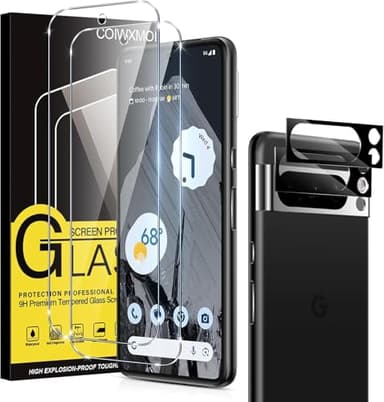 Coiwxmoi Vetro Temperato per Google Pixel 8 Pro 5G, 2 Pezzi Pellicola Protettiva con 2 Pezzi Pellicola Fotocamera Durezza 9H Anti-Graffio Anti-Impronte Senza Bolle Ultra HD Vetrino Schermo Protezione