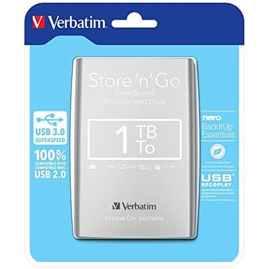 Verbatim Store 'N' Go - Hard Disk Esterno Portatile, USB 3.0, Argento, 1 TB