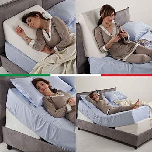 GEEMMA s.r.l. Cuscino cuneo anti reflusso DISPOSITIVO MEDICO detraibile memory foam | Cuscino da lettura Poggia schiena cuscini gravidanza cuscino per circolazione gambe