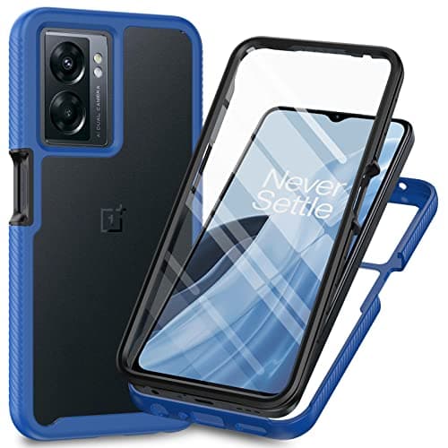 XINYEXIN Cover per Oppo A57 4G/5G / A57S 4G, Oppo A77 4G/5G, Custodia Antiurto 360 Gradi Protezione Dello Schermo Incorporata, Full Body Rugged Trasparente Cover Military Armour Case - Blu Scuro