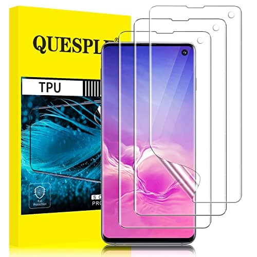 QUESPLE 3 Pezzi Pellicola Protettiva per Samsung Galaxy S10 6,1 Pollici, 3D Copertura Completa Protezione Schermo per Samsung S10, HD Trasparente TPU Film Pellicola, Facile Installazione