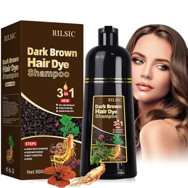 500ML Marrone Scuro Hair Dye Shampoo 3 in 1, Shampoo Colorante Marrone Scuro per Donna Uomo, Shampoo Colorante Capelli Istantaneo, Hair Color Shampoo - Shampoo per Capelli, Shampoo Capelli Colorati