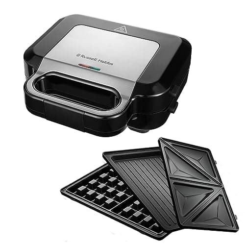 Russell Hobbs Piastra Elettrica a Contatto Multifunzione 3 in 1 -Sandwich, Waffle Maker, Griglia a Contatto - Lavabile in lavastoviglie; Piastre extra profonde Antiaderenti, no BPA; Creations 26810-56