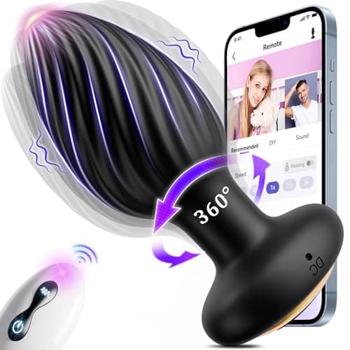 Vibratoreper Uomo Plug Analesex con Telecomando, Sex Toys Anali Dildo con 7 Modalità di Rotazione e 7 Modalità di Vibrazione Sextoysdonna, Plug Anale da Uomo Prostata Vibratore Toys per Donna