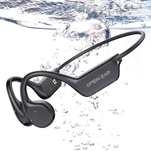 QYGCKJ Casque de Natation, Casque À Conduction Osseuse Bluetooth 5.3 avec Micro, Écouteurs de Sport À Oreille Ouverte Étanche IPX8 avec Lecteur MP3 pour La Course, La Salle de Sport, Le Cyclisme