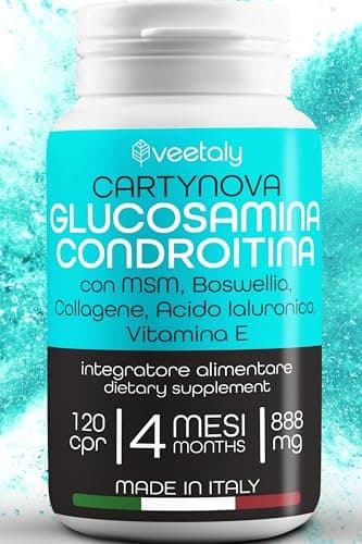 Glucosamina Condroitina MSM - Condroitina Glucosamina Alto Dosaggio - Integratore Articolazioni e Cartilagine Ginocchio con Collagene, Acido Ialuronico, Vitamina E, Boswellia - 4 Mesi, 120 cpr