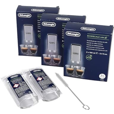 3x DeLonghi Decalcificante Eco Decalk Mini 6x100ml in set con spazzola di pulizia LUTH Premium Profi Parts per macchina da caffè 5513292821 DLSC200